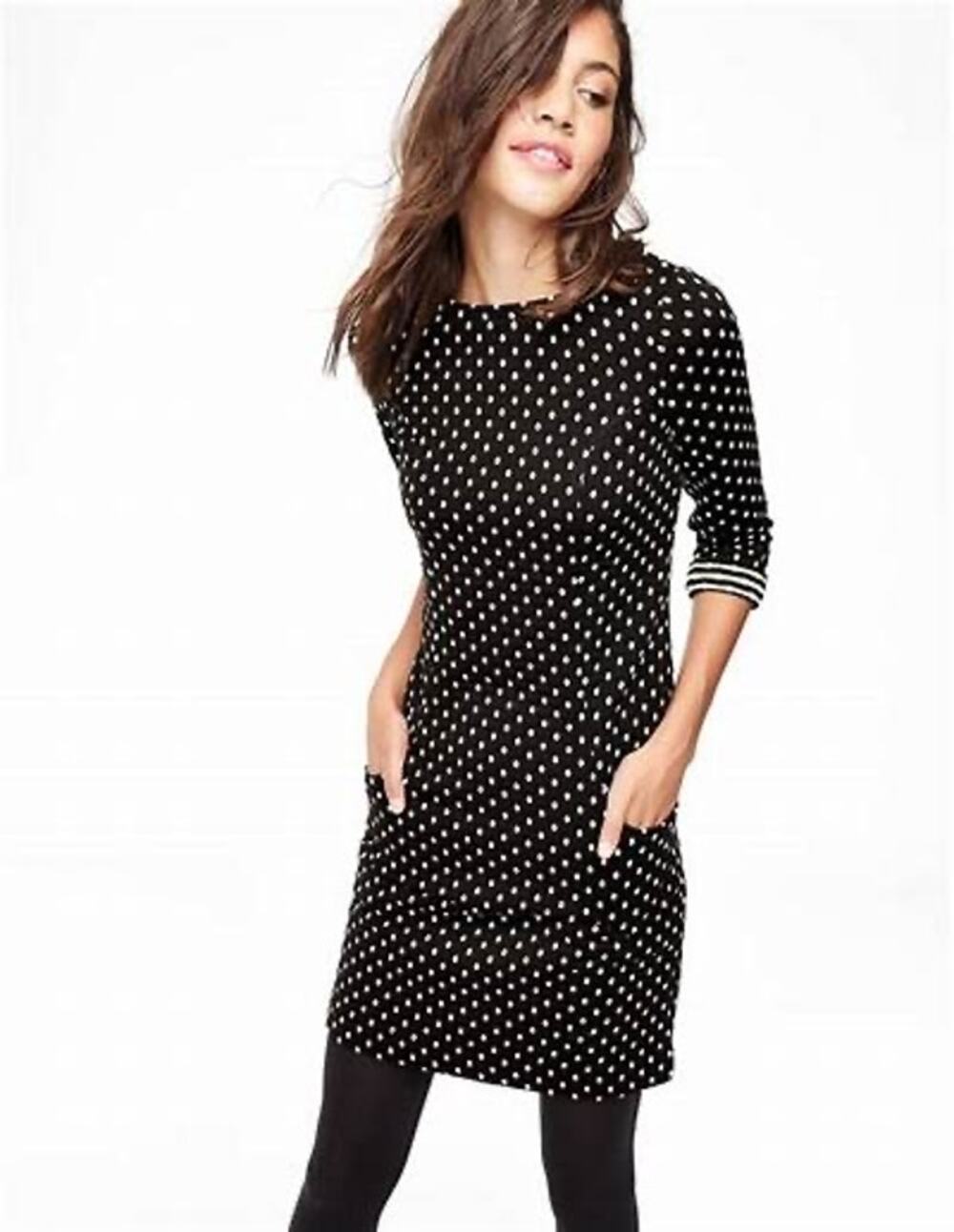 Boden Black Polka Dot Sweater Dress Size 6